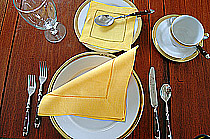 Dinner Napkin. Whole. LEMON CHROME.2in Hemstitched border Each. - Click Image to Close