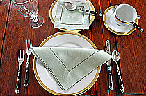 Dinner Napkin.2in.Hemstitched border. Mellow Green. Each.